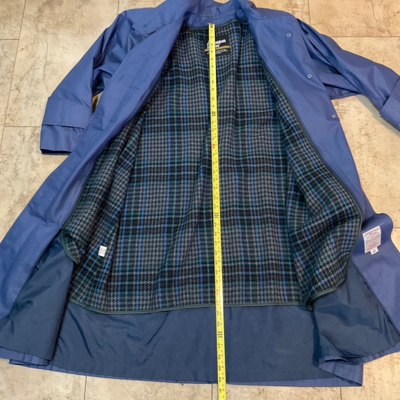 VTG London Fog Trench Coat Blue Women's Sz 8 Petite Wool Plaid Removable Lining - Picture 5 of 11